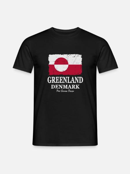 Flag of Greenland - Grönland Flagge - shabby look - Mænd T-shirt - sort