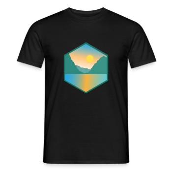 Fjord Norway Mountain and Lake Gift Idea - Men's T-Shirt - black - Front - AI Model Male 178 light (178cm)