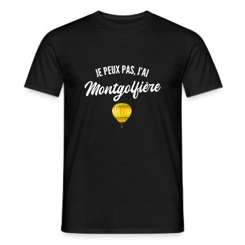 je peux pas j'ai montgolfière - T-shirt homme - noir - Devant - AI Model Male 178 light (178cm)