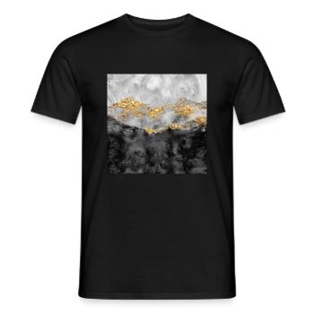 Dreamy Hills Watercolour Abstract Artwork, Gold - Men's T-Shirt - black - Front - AI Model Male 178 light (178cm)