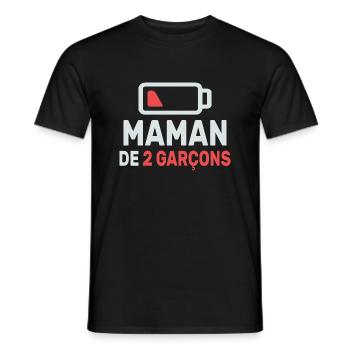 Maman de deux garçons - T-shirt homme - noir - Devant - AI Model Male 178 light (178cm)