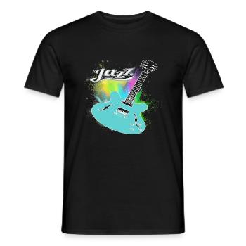 Jazz Guitar Splash Blue - Männer T-Shirt - Schwarz - Vorne - AI Model Male 178 light (178cm)