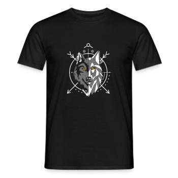 Geometric Grey Wolf in the Crosshairs - Men's T-Shirt - black - Front - AI Model Male 178 light (178cm)