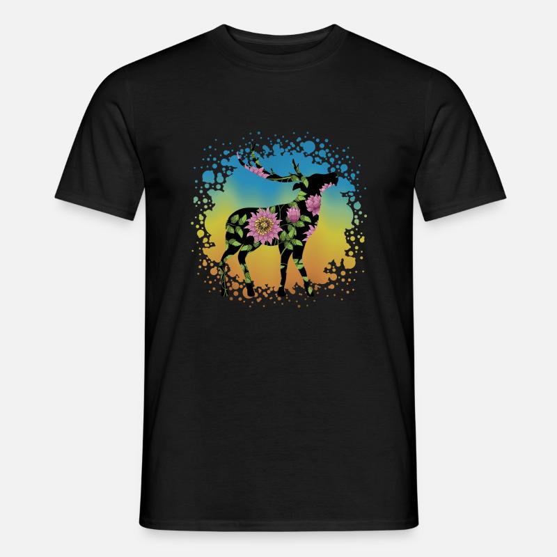 Hirsch - Männer T-Shirt - Schwarz