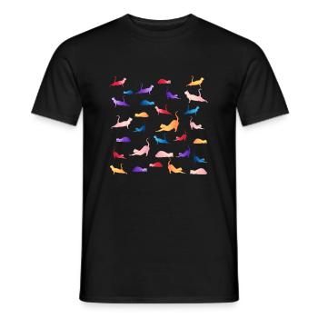 Cats Yoga Catmania - Men's T-Shirt - black - Front - AI Model Male 178 light (178cm)
