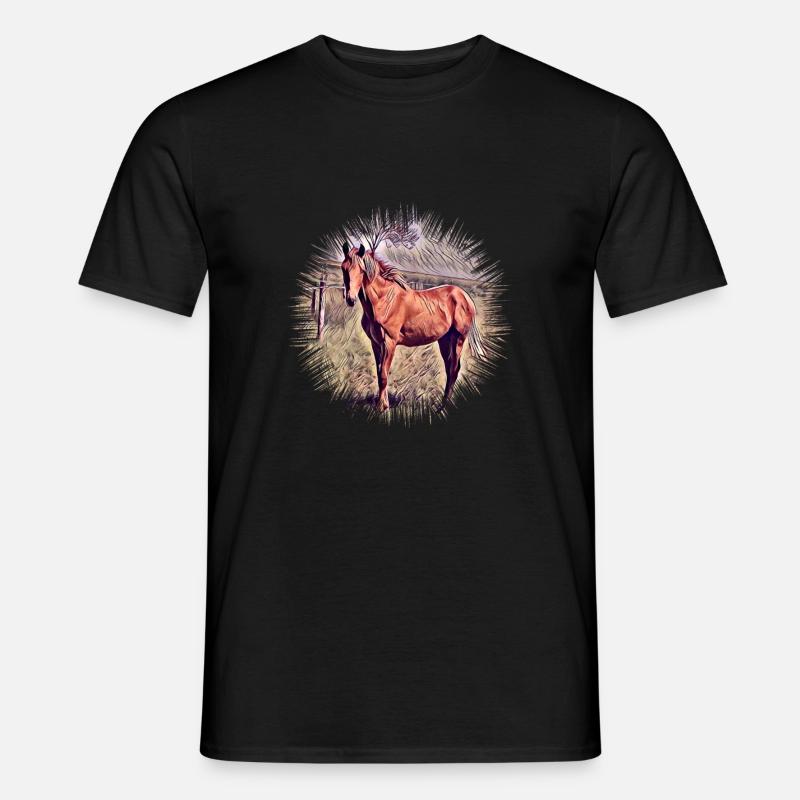 Pferd - Männer T-Shirt - Schwarz