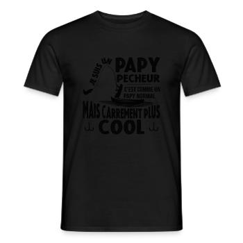 Papy Cadeau De Pêche Pour Pêcheur Grand Père - T-shirt homme - noir - Devant - AI Model Male 178 light (178cm)