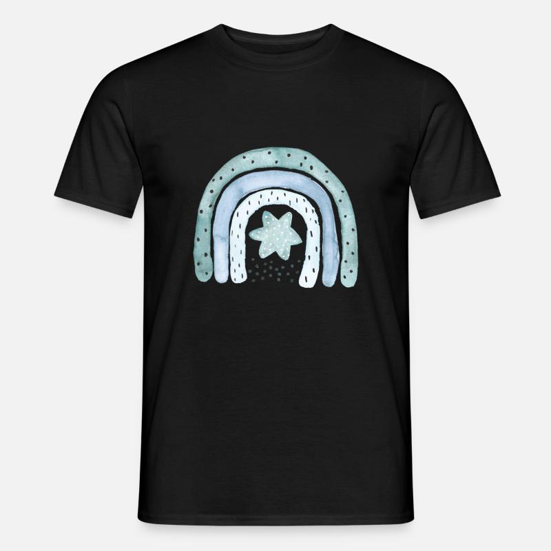 Regenbogen Jeansblau mit Sternchen - Männer T-Shirt - Schwarz