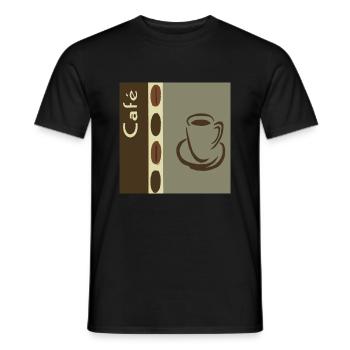 Kaffeebohnen Muster / Kaffee-Collage als Wanddeko - Männer T-Shirt - Schwarz - Vorne - AI Model Male 178 light (178cm)