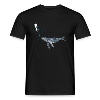 Diving with whale shark - Men's T-Shirt - black - Front - AI Model Male 178 light (178cm)