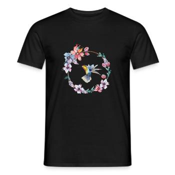 Kolibri Blumenkranz - Männer T-Shirt - Schwarz - Vorne - AI Model Male 178 light (178cm)