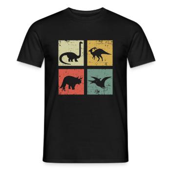 quatre dinosaures - T-shirt homme - noir - Devant - AI Model Male 178 light (178cm)