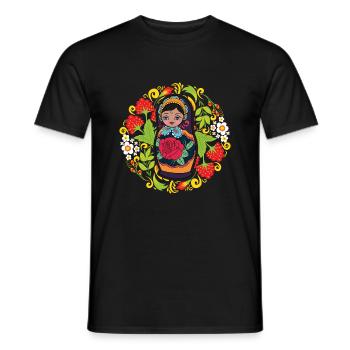 Chochloma Russland UdSSR Matrjoschka Puppe - Männer T-Shirt - Schwarz - Vorne - AI Model Male 178 light (178cm)