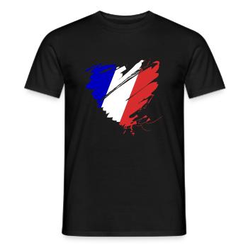France Tricolor Paris Grunge Heart Football Goal - Men's T-Shirt - black - Front - AI Model Male 178 light (178cm)