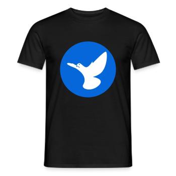 Colombe blanche de la paix dans un cercle bleu - T-shirt homme - noir - Devant - AI Model Male 178 light (178cm)