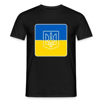 Drapeau symbole de l’Ukraine avec frontière - T-shirt homme - noir - Devant - AI Model Male 178 light (178cm)