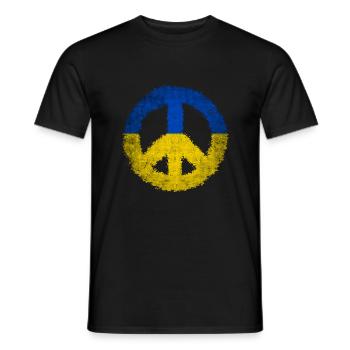 Peace sign Ukraine Stand for Ukraine Geschenk - Männer T-Shirt - Schwarz - Vorne - AI Model Male 178 light (178cm)