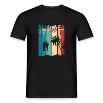 Summer Summer Palm Trees Surfing Retro Vintage - Men's T-Shirt - black - Front - AI Model Male 178 light (178cm)