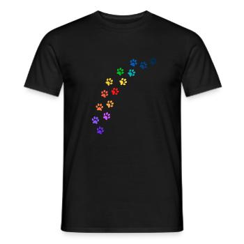 Bunte Tatzen von Hunden oder Katzen | Regenbogen - Männer T-Shirt - Schwarz - Vorne - AI Model Male 178 light (178cm)