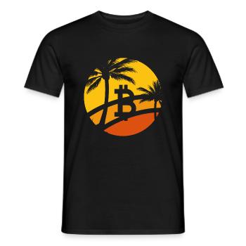 Bitcoin unter Palmen - Männer T-Shirt - Schwarz - Vorne - AI Model Male 178 light (178cm)