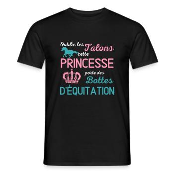Oublie les talons cette princesse porte des bottes - T-shirt homme - noir - Devant - AI Model Male 178 light (178cm)