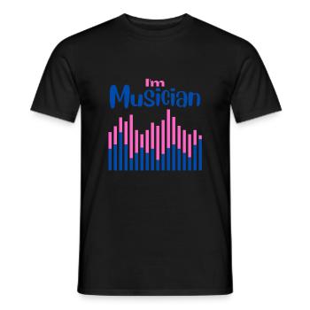 I m Musician blue purple - Men's T-Shirt - black - Front - AI Model Male 178 light (178cm)
