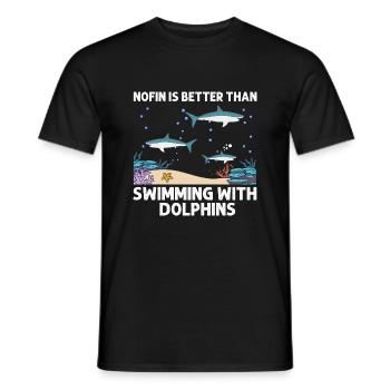 With Dolphins Swimming Dolphin Ocean Sea Mammal - Men's T-Shirt - black - Front - AI Model Male 178 light (178cm)