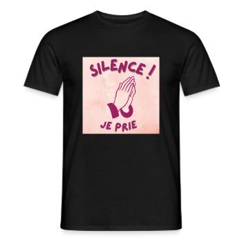 silence ! je prie - T-shirt homme - noir - Devant - AI Model Male 178 light (178cm)