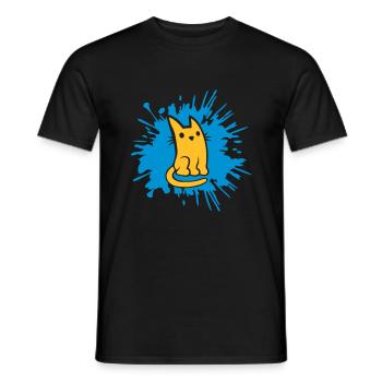 Gouttes de couleur blobs chat bande dessinée - T-shirt homme - noir - Devant - AI Model Male 178 light (178cm)