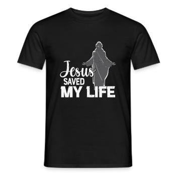 Jésus m’a sauvé la vie - T-shirt homme - noir - Devant - AI Model Male 178 light (178cm)