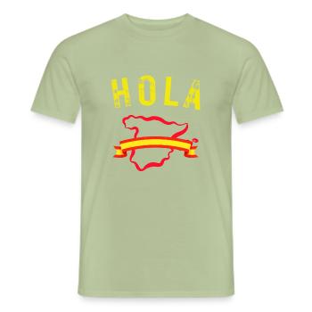 HOLA Vacances en Espagne - T-shirt homme - vert sauge - Devant - AI Model Male 178 light (178cm)