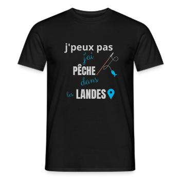j peux pas j ai pêche dans les landes - T-shirt homme - noir - Devant - AI Model Male 178 light (178cm)