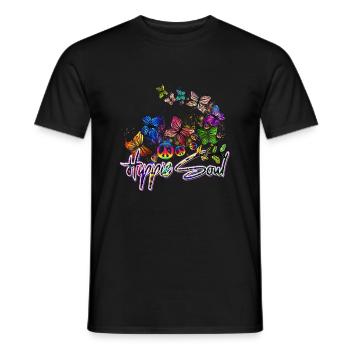 Hippie Soul Butterfly peace in love - Men's T-Shirt - black - Front - AI Model Male 178 light (178cm)