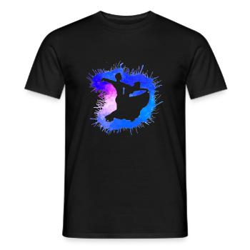 Standard Dance Couple Watercolor Gradient Neon Blue - Men's T-Shirt - black - Front - AI Model Male 178 light (178cm)