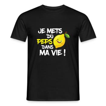 T-shirt humour optimisme citron peps cadeau - T-shirt homme - noir - Devant - AI Model Male 178 light (178cm)