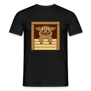 Comic witziges Stall Schwein - Männer T-Shirt - Schwarz - Vorne - AI Model Male 178 light (178cm)