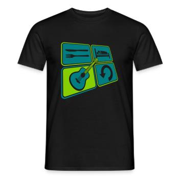 Play rock guitar daily - Men's T-Shirt - black - Front - AI Model Male 178 light (178cm)