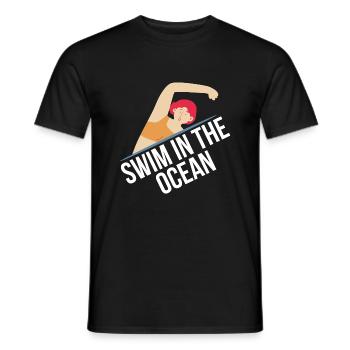 nager dans l’océan - mer sauvage - T-shirt homme - noir - Devant - AI Model Male 178 light (178cm)