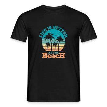 Lifes is better at the beach - Men's T-Shirt - black - Front - AI Model Male 178 light (178cm)