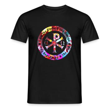 Symbole début fin Alpha Oméga Dieu Chrétien - T-shirt homme - noir - Devant - AI Model Male 178 light (178cm)