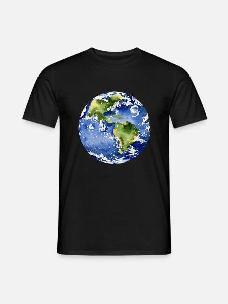 Erdaquarell Planetenforschung - Männer T-Shirt - Schwarz