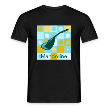 Mandoline blau gelbes Muster Sterne - Männer T-Shirt - Schwarz - Vorne - AI Model Male 178 light (178cm)