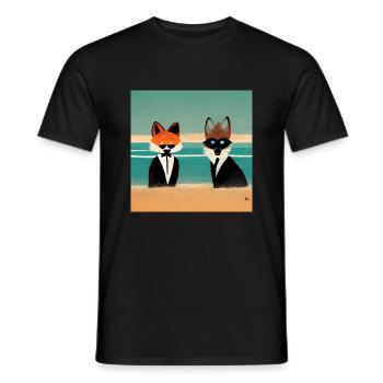 Fuchs und Waschbär im Kostüm - Männer T-Shirt - Schwarz - Vorne - AI Model Male 178 light (178cm)