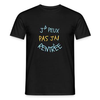 J peux pas j ai école T shirt rentrée - T-shirt homme - noir - Devant - AI Model Male 178 light (178cm)