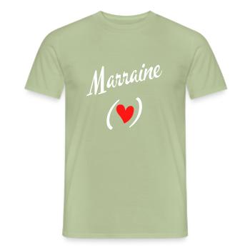 J'aime ma marraine - Petit Cœur - T-shirt homme - vert sauge - Devant - AI Model Male 178 light (178cm)