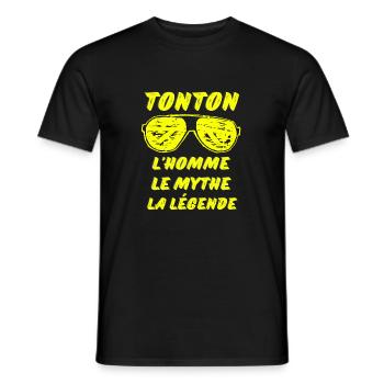 TONTON Lunettes Jaunes L'homme Le mythe légende - T-shirt homme - noir - Devant - AI Model Male 178 light (178cm)