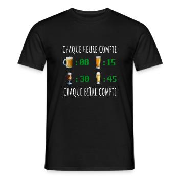 Chaque heure compte chaque bière compte - T-shirt homme - noir - Devant - AI Model Male 178 light (178cm)