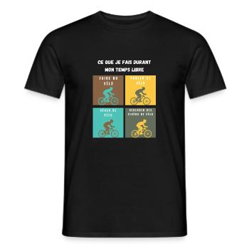 ce que je fais durant mon temps libre vélo - T-shirt homme - noir - Devant - AI Model Male 178 light (178cm)