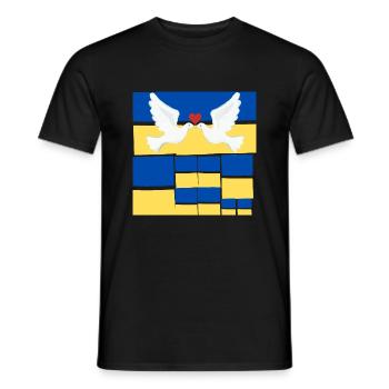 Frieden Friedenstaube auf der Ukrainischen Flagge - Männer T-Shirt - Schwarz - Vorne - AI Model Male 178 light (178cm)