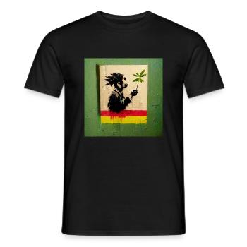 Rastafari fumer de l’herbe style banksy - T-shirt homme - noir - Devant - AI Model Male 178 light (178cm)
